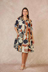 GG1074 Geo Print Shirt Dress