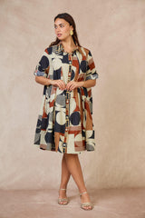 GG1074 Geo Print Shirt Dress