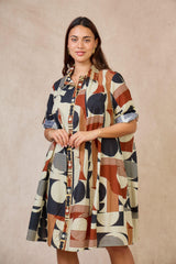 GG1074 Geo Print Shirt Dress