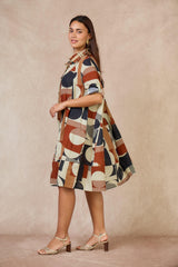 GG1074 Geo Print Shirt Dress