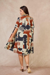 GG1074 Geo Print Shirt Dress