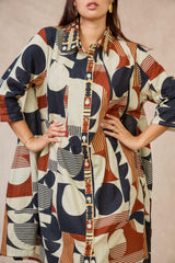 GG1074 Geo Print Shirt Dress