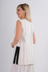 DD7032 White Pin Strip Vest Jacket