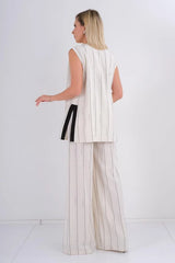 DD7033 White Pin Strip Trousers