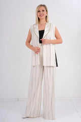 DD7033 White Pin Strip Trousers