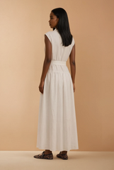 GG2107 White Button Down Midi