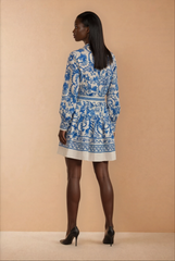 GG2070 Blue Floral Midi Print Dress