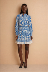 GG2070 Blue Floral Midi Print Dress