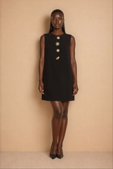 GG2149 Black Gold Detail Dress