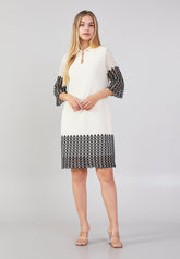 D4020 White Lace Detail Midi Dress - La Elegant