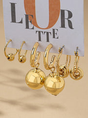 D9023 trio earrings set with hollow balls - La Elegant
