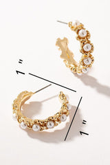 D9024 Flower hoop earrings with pearls - La Elegant