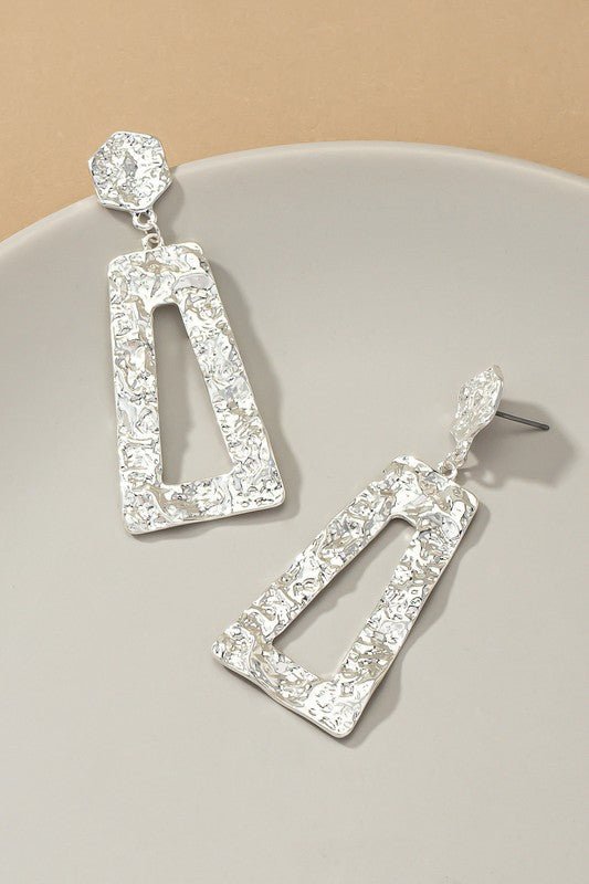 D9035 Hammered trapezoid earrings - La Elegant