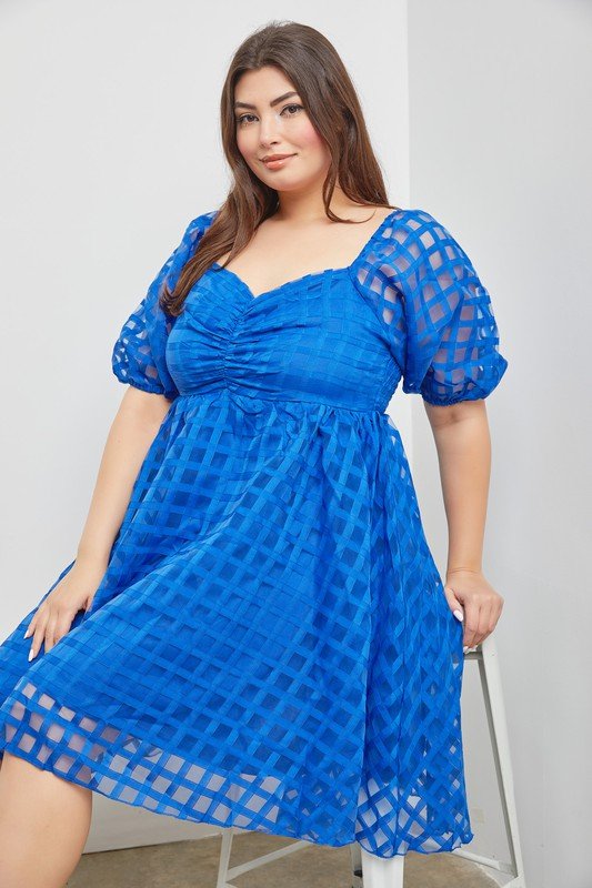 D9051 Blue Mesh Baby Doll - La Elegant