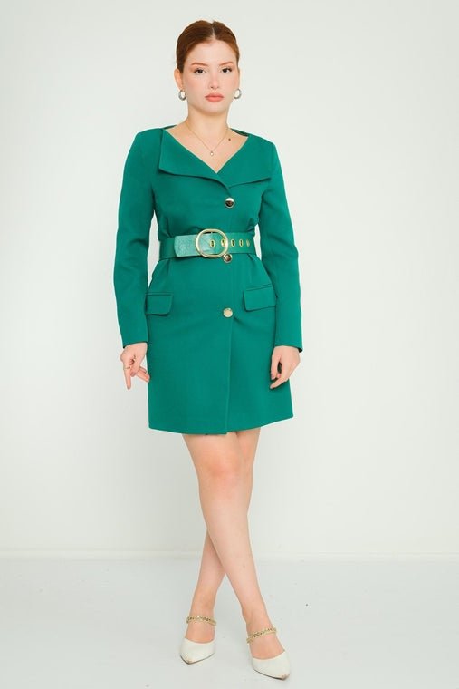 D9305 Green Blazer Dress - La Elegant