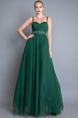 DD4003 Hunter Green Mesh Maxi Dress - La Elegant