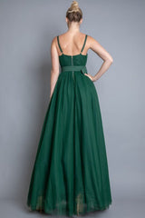 DD4003 Hunter Green Mesh Maxi Dress - La Elegant