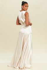 DD4025 Champagne Satin Gala Gown - La Elegant