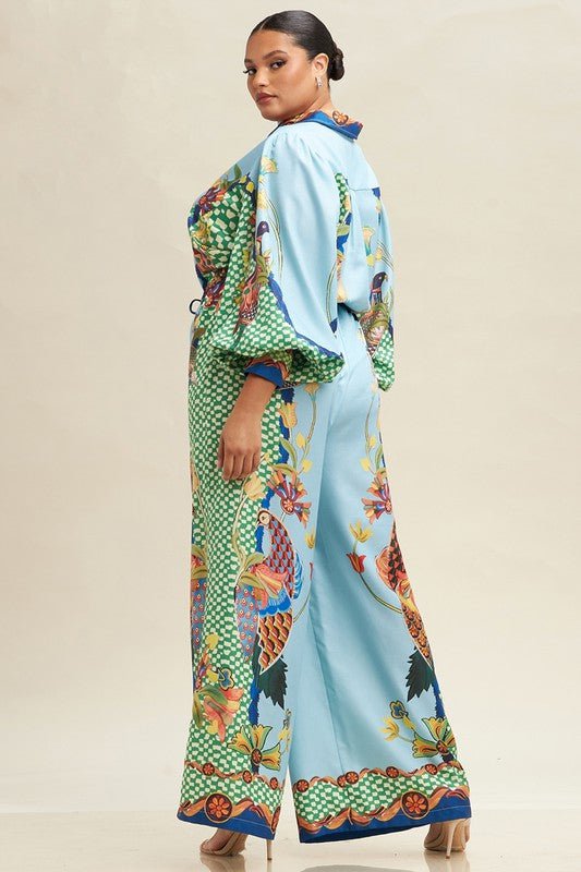 DD4032 Blue Peacock Pants - La Elegant