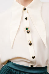 DD4035 Ivory Love Heart DetaIL Top - La Elegant