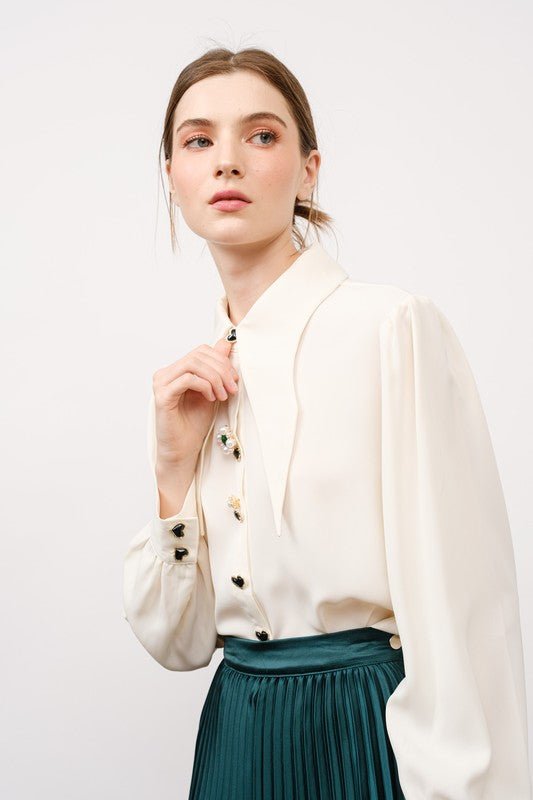 DD4035 Ivory Love Heart DetaIL Top - La Elegant