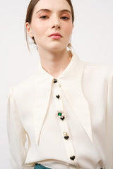 DD4035 Ivory Love Heart DetaIL Top - La Elegant