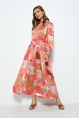 DD4038 Coral Multi Print Maxi - La Elegant
