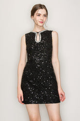 DD4039 Black Sequin Mini Dress - La Elegant