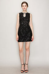 DD4039 Black Sequin Mini Dress - La Elegant