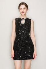 DD4039 Black Sequin Mini Dress - La Elegant