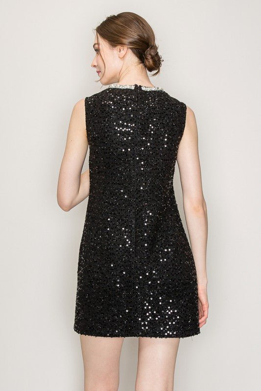 DD4039 Black Sequin Mini Dress - La Elegant