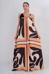 DD7046 Brown Multi Print Maxi