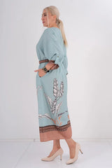 DD7028 Blue Floral Print Dress