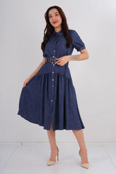 DD7048 Navy A-Line Midi