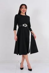 DD7034 Black A-Line Dress
