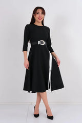 DD7034 Black A-Line Dress