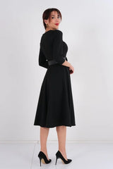 DD7034 Black A-Line Dress