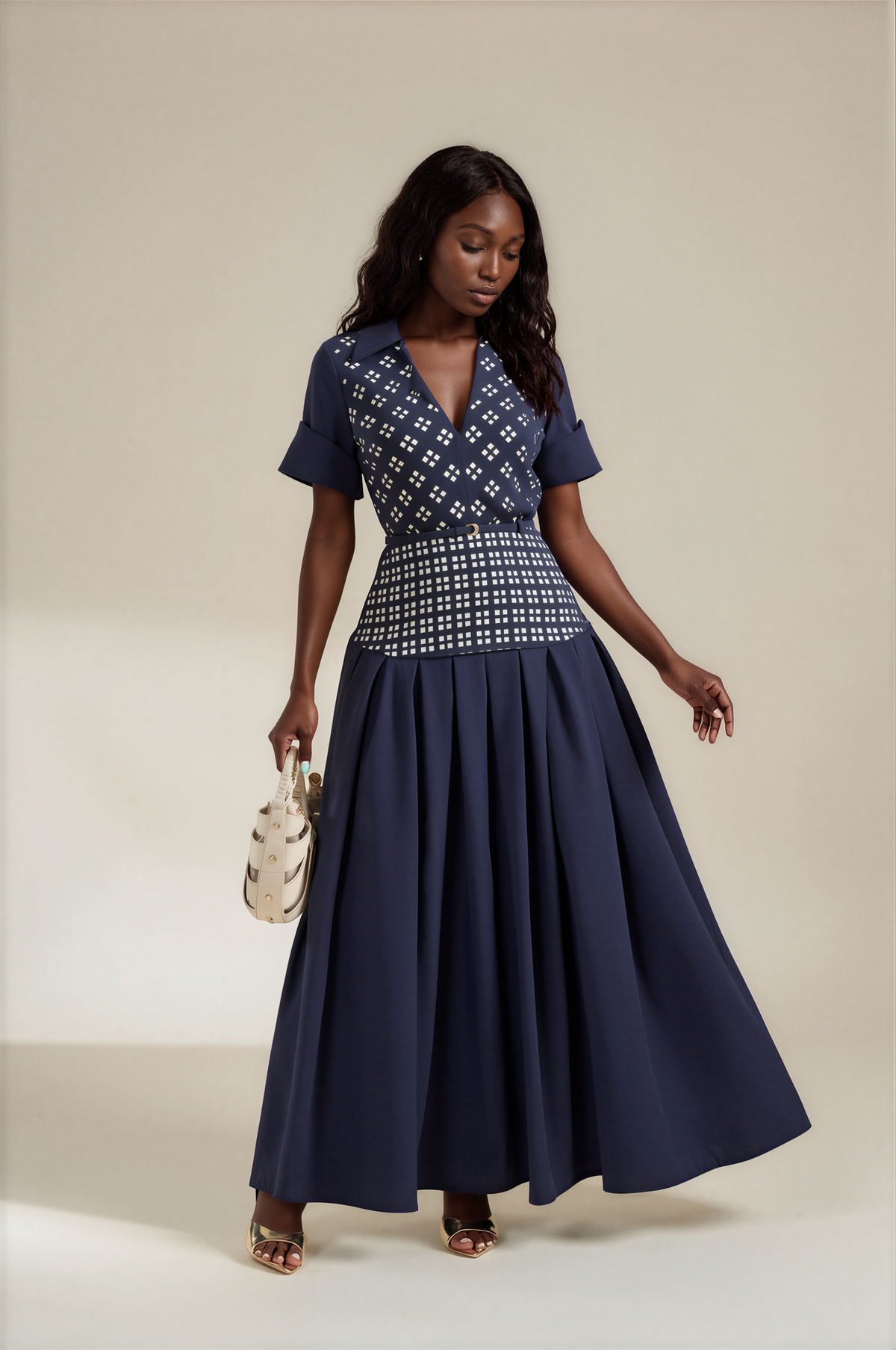 H3132 Blue Broderie Anglaise Dress