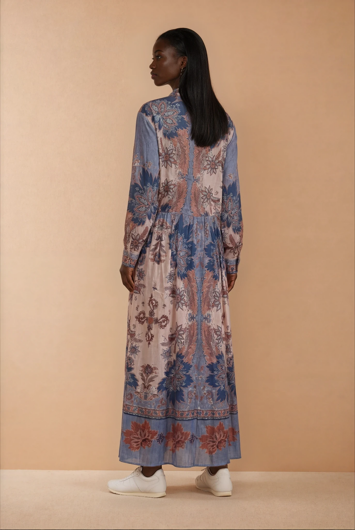 GG2076 Blue Paisley Print Skirt