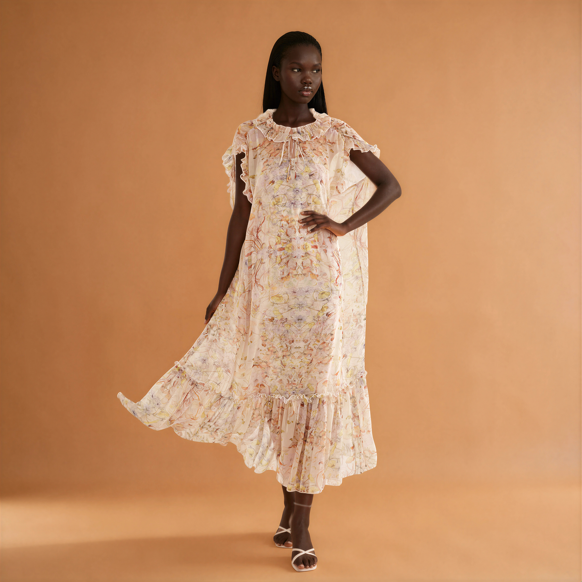 H2014 Floral Chiffon Flowy Dress