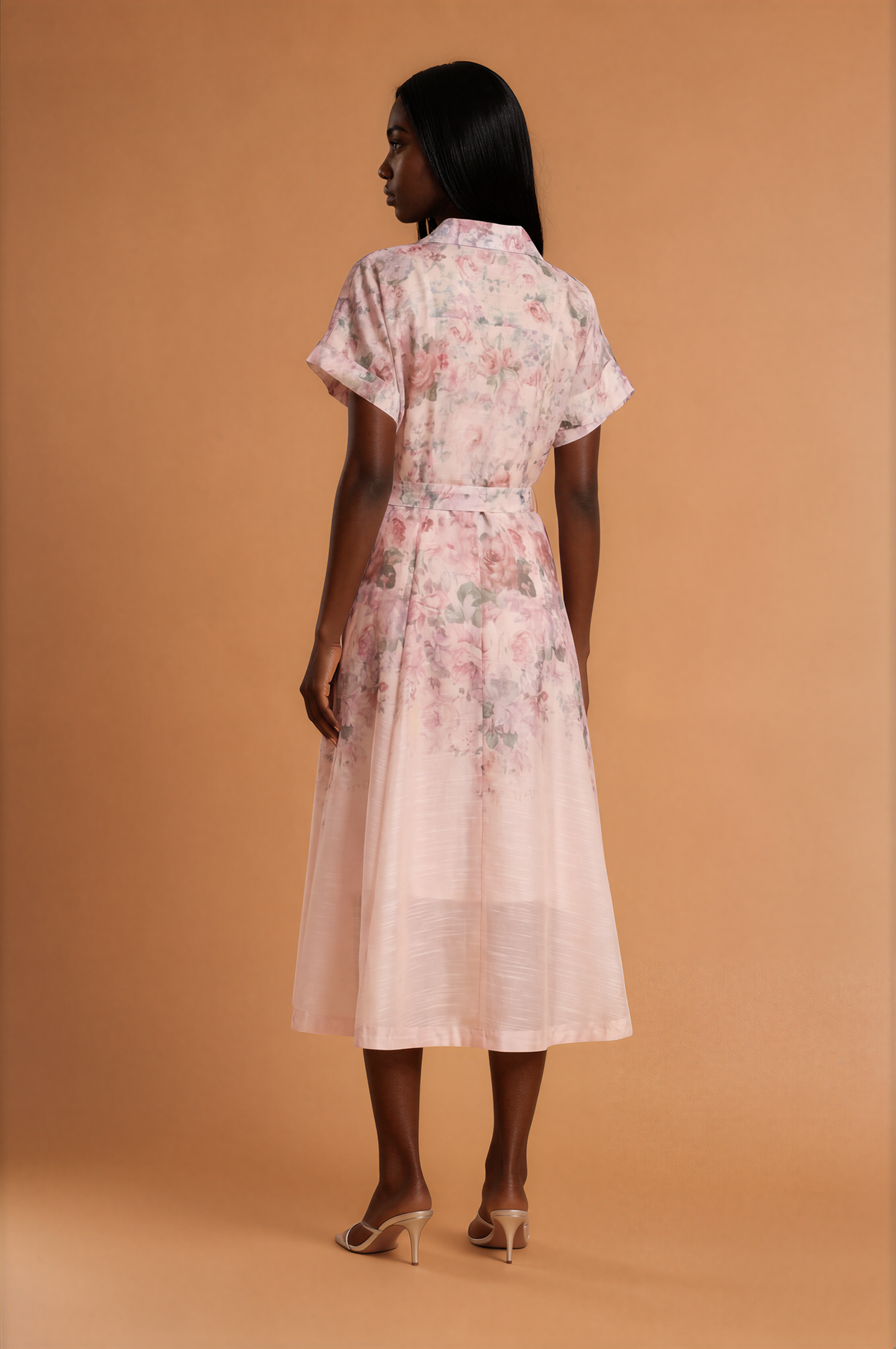 H2015 Pink Ombre Floral A-Line