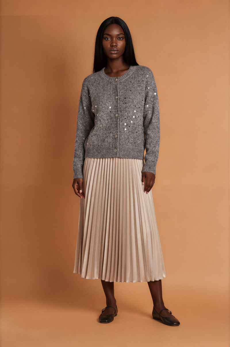 H2031 Grey Sequin Detail Cardigan