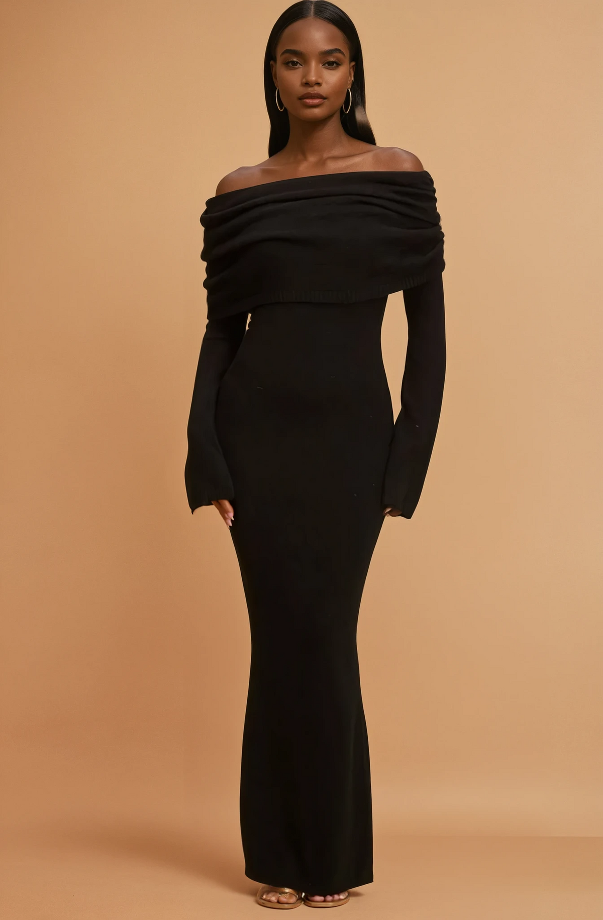 GG4105 Black Off/s Wool Knit Dress