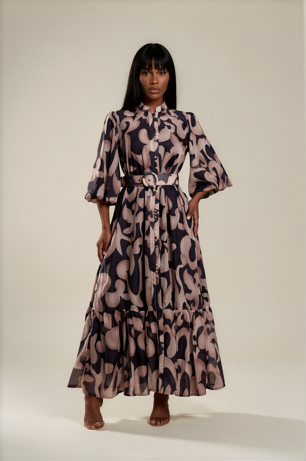 H3126 Abstract Flow Maxi Dress
