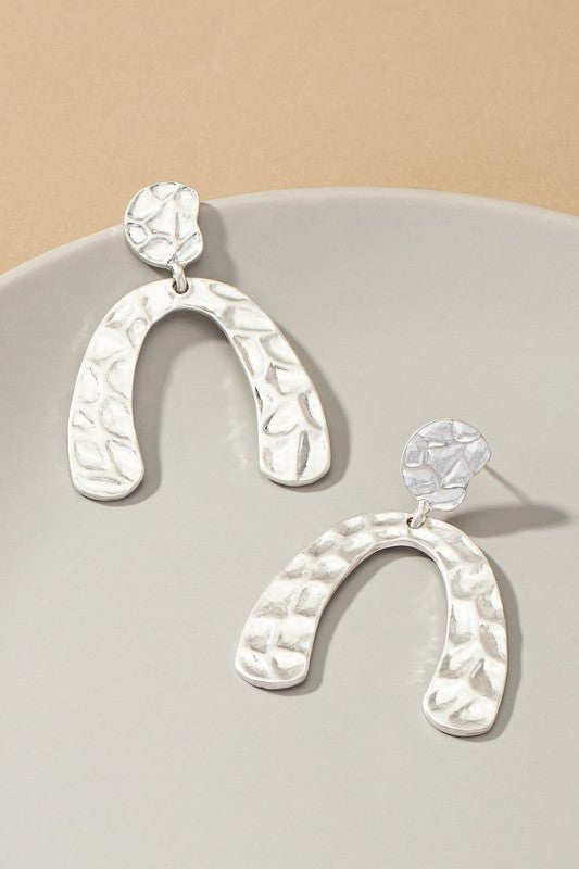 H3206 Hammered Arch Drop Earrings