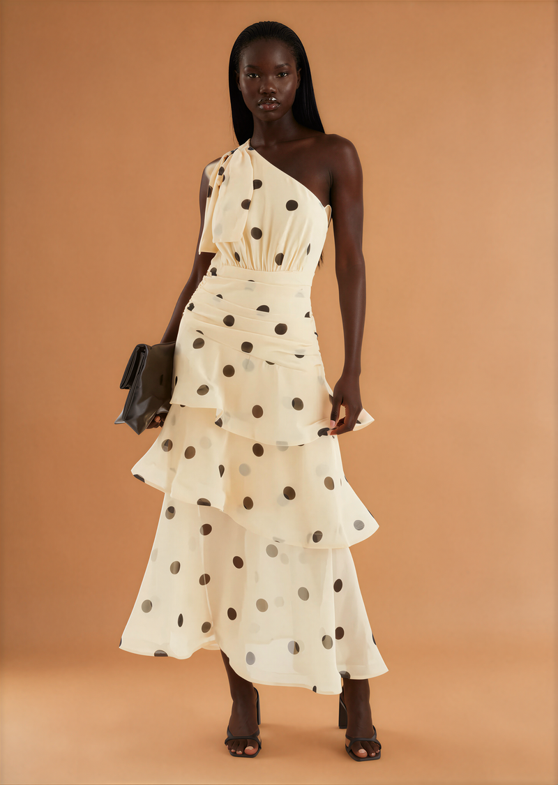 H2005 Polk-A-Dot Frill Layered Maxi