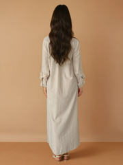 GG2013 Beige Stripped Maxi Shirt Dress