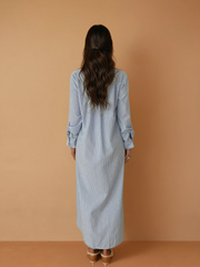 GG2014 Blue Stripped Maxi Shirt Dress