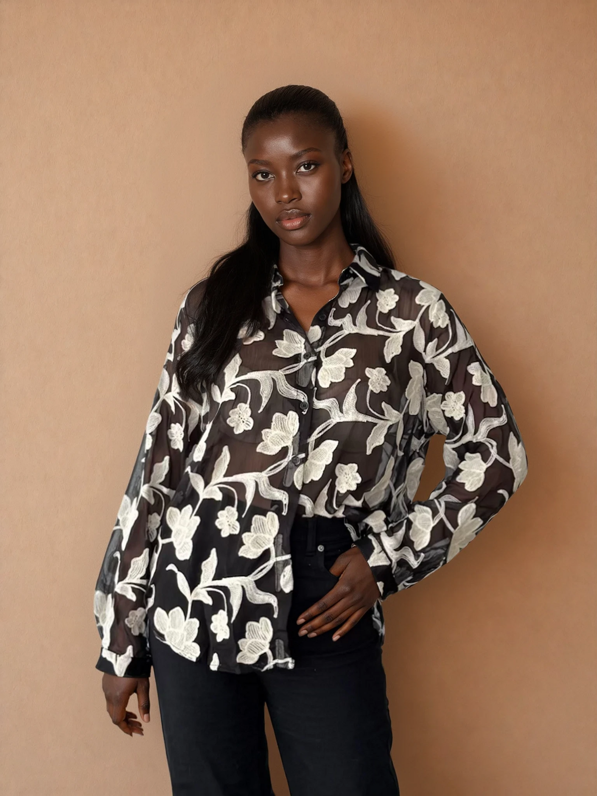 GG2016 BlacK Floral Blouse