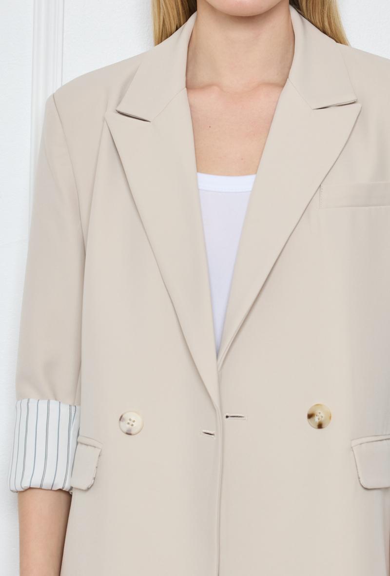 GG1018 Beige Oversized Blazer